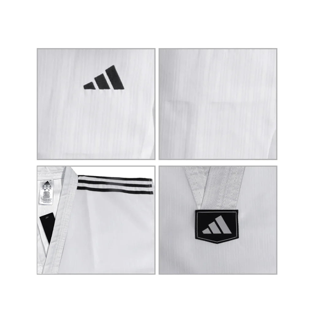 adidas adi-Start III 3 Stripes Taekwondo White Uniform with 3 Stripes (White Collar, Black Collar, Poom Collar)