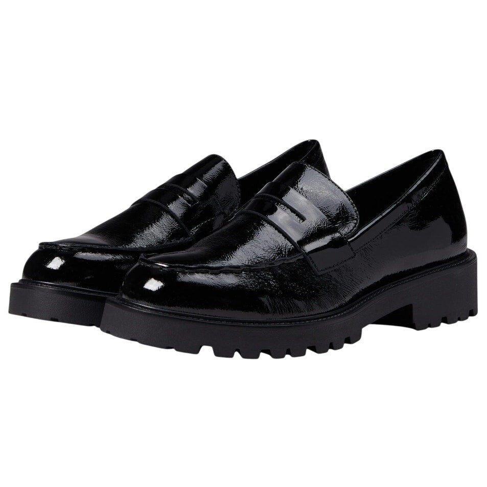 Vagabond Women Kenova Penny Loafers EU 38 US 8 Black Crinkle Leather NIB