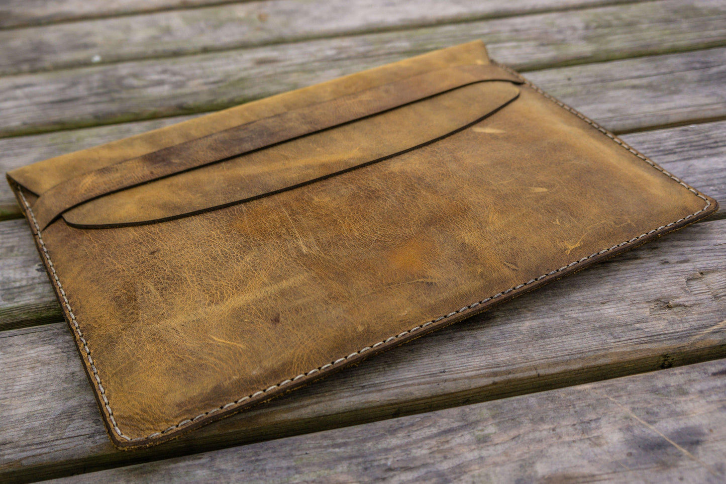 Personalized Leather MacBook Sleeves - Crazy Horse Brown