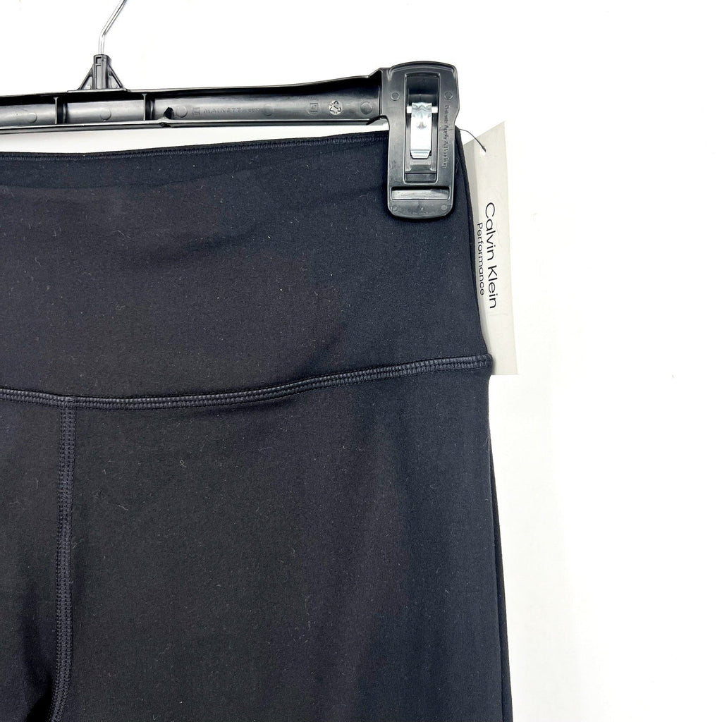 CALVIN KLEIN Women's Flared Gym Leggings Small Black Elastic Waist NWT