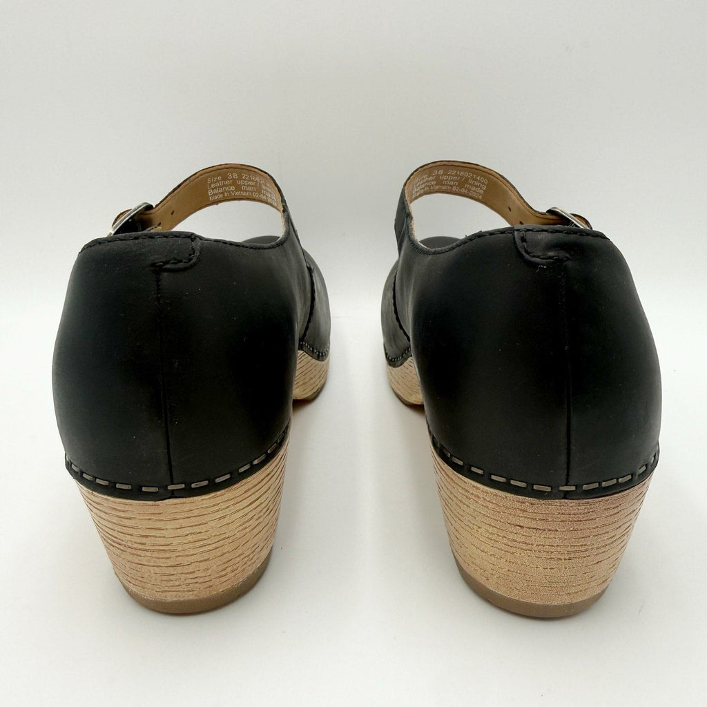 Dansko Womens Lilah Mary Jane Heels EU 38 US 7.5-8 Black Leather NIB