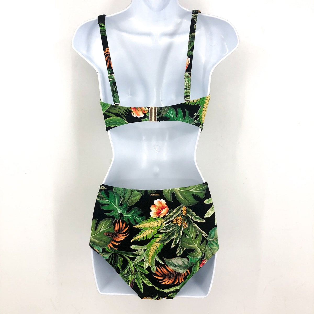 SEA LEVEL SWIM Lotus Cross Front Multi-fit Bikini Set Size 6 Black Green NWT