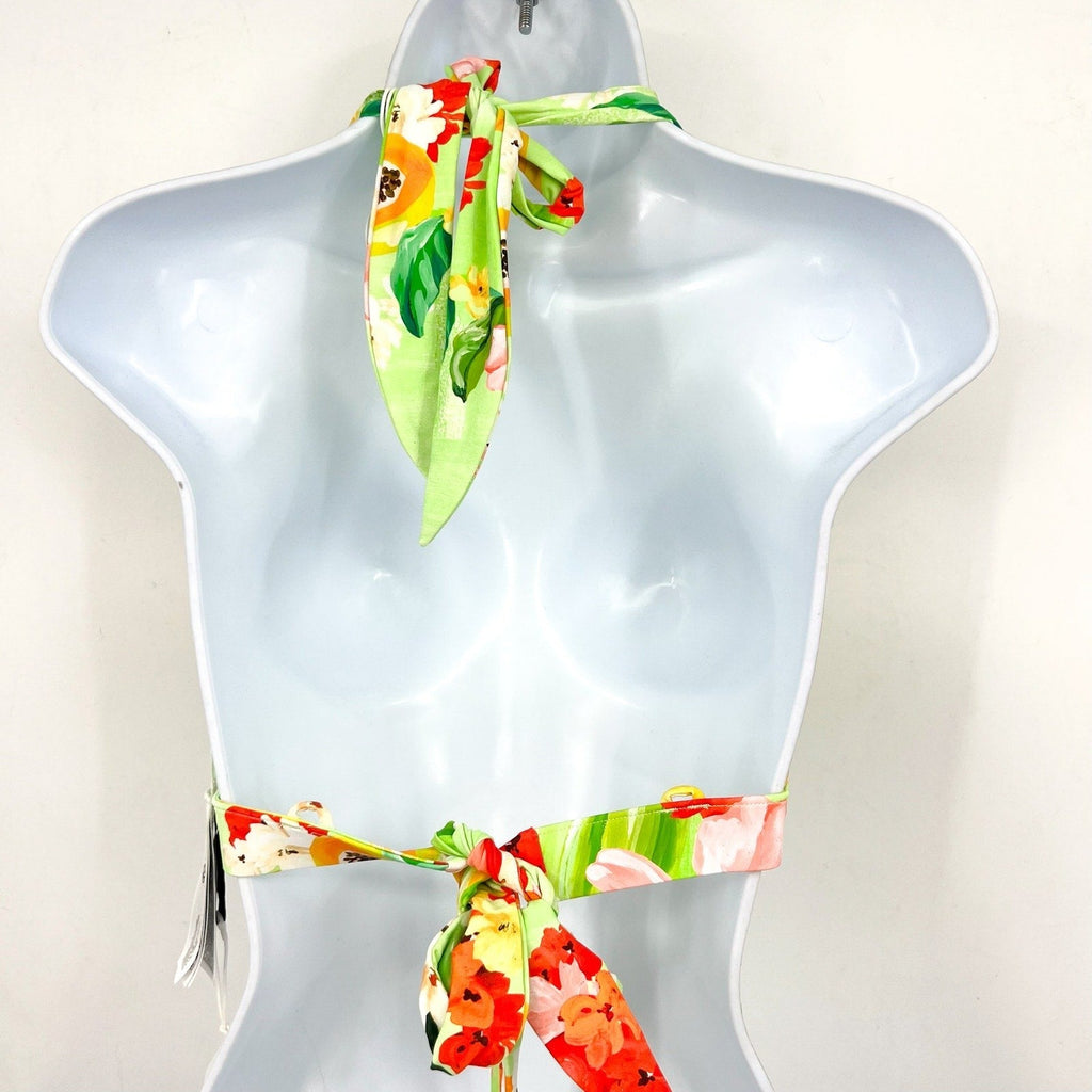 SEAFOLLY Womens Tropique Multi Fit Triangle Bikini Top Size 6 Green Longline NWT