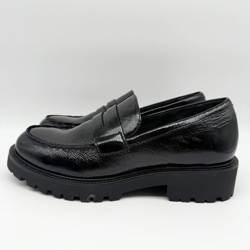Vagabond Women Kenova Penny Loafers EU 38 US 8 Black Crinkle Leather NIB