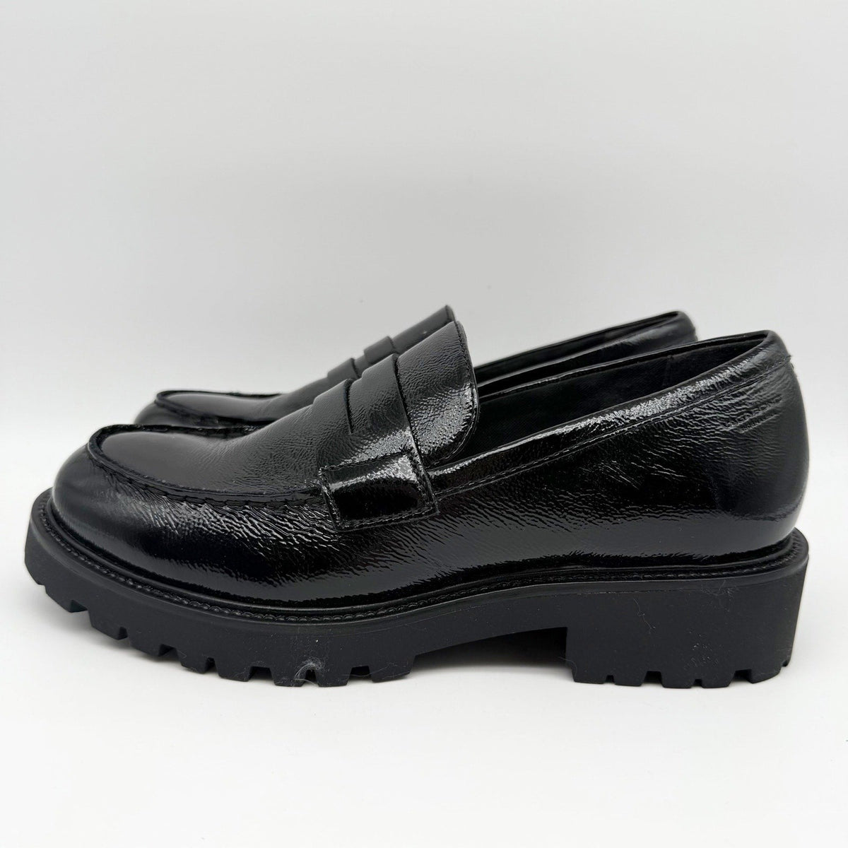 Vagabond Women Kenova Penny Loafers EU 38 US 8 Black Crinkle Leather NIB