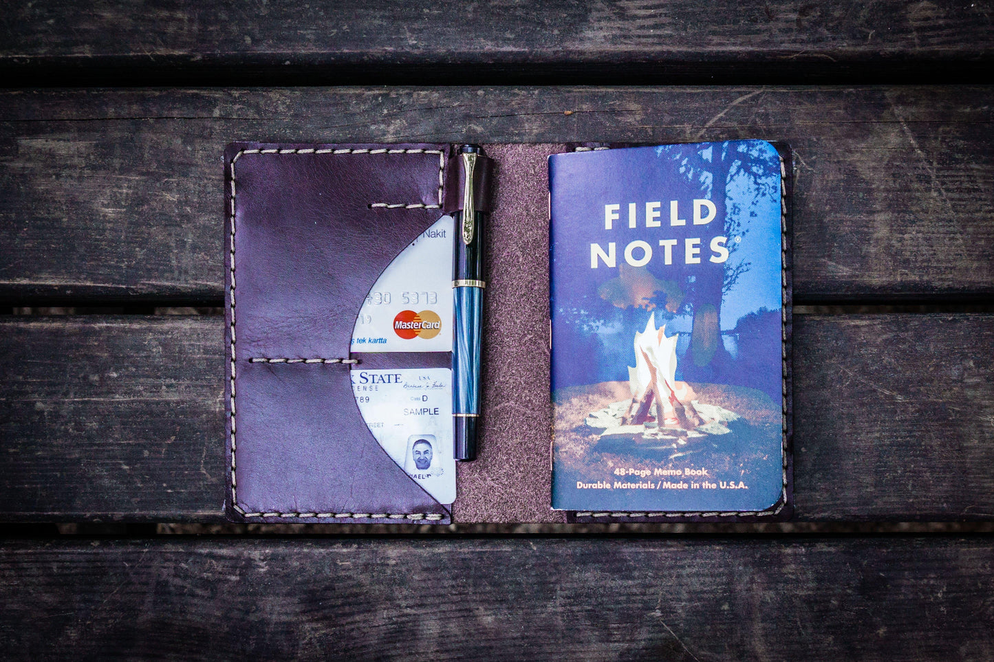 No.44 Personalized Leather Field Notes Cover - Dark Brown
