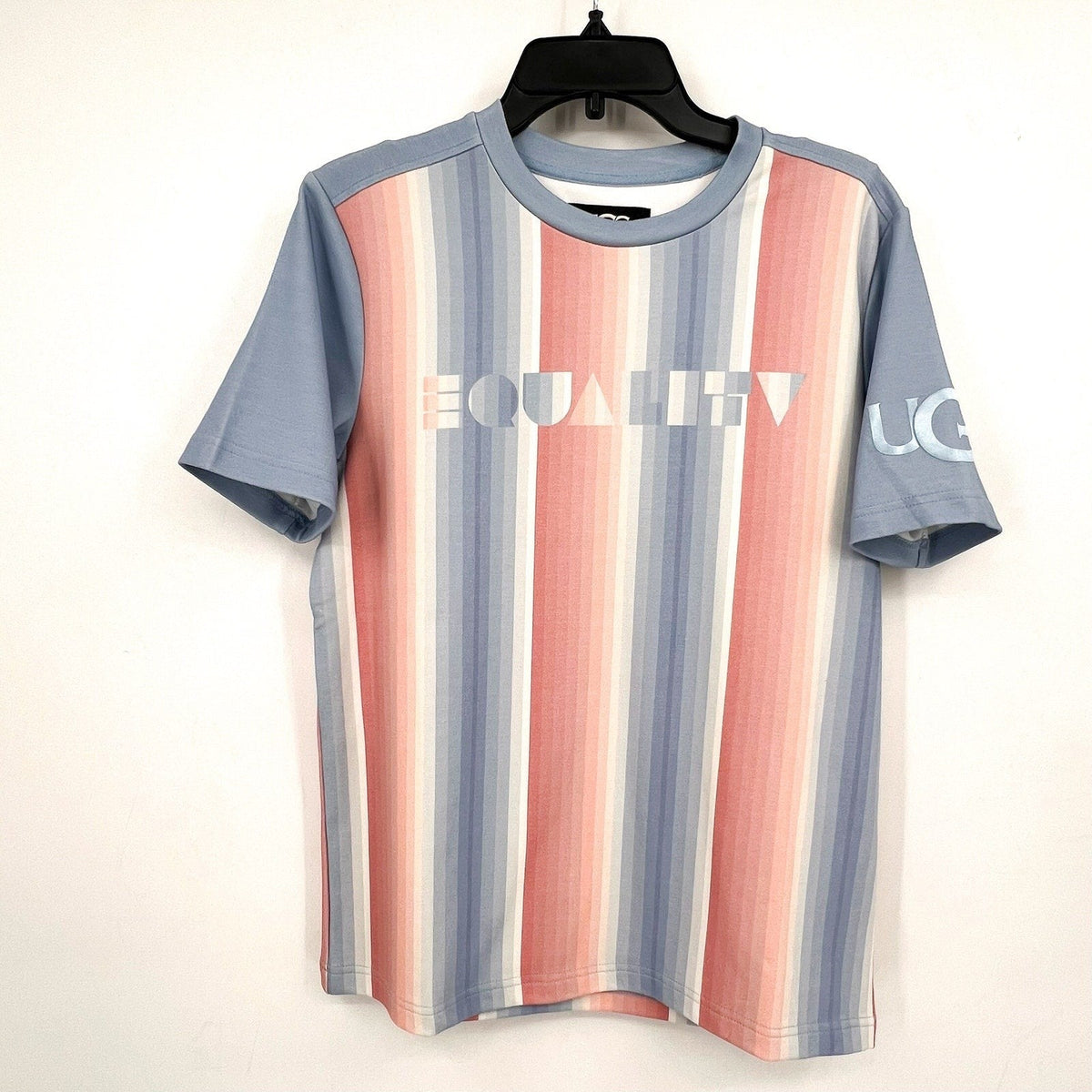 UGG UNISEX Pride Logo Equality Tee Medium Blue Multi Stripe NWOT