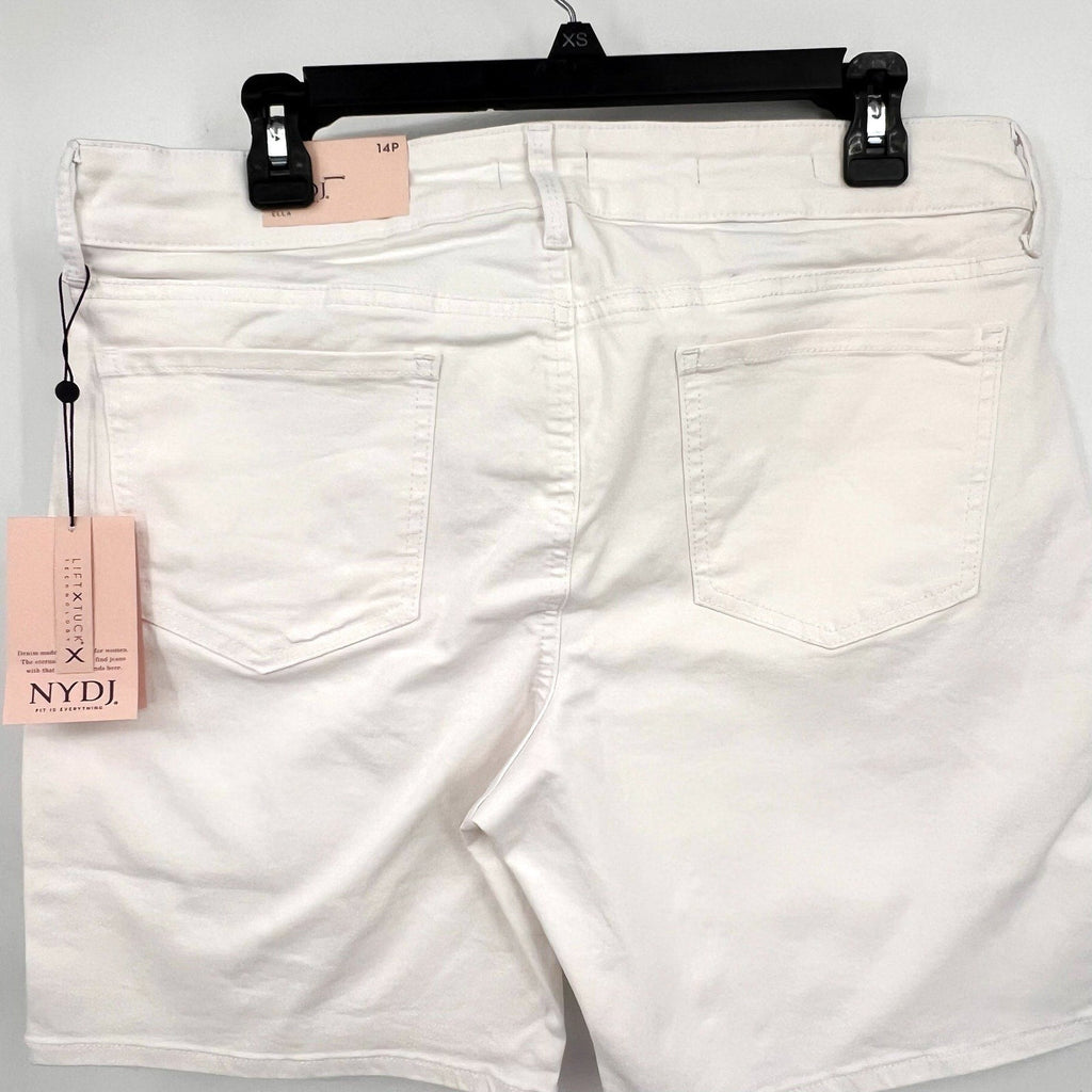 NYDJ Womens Ella Denim Shorts Size 14 PETITE Optic White 8" Inseam NWT