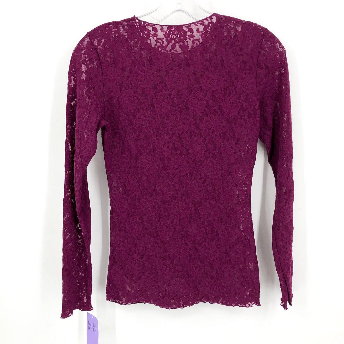 HANKY PANKY Women's Signature Lace Unlined Top Medium Sugar Plum Long Sleeve NWT