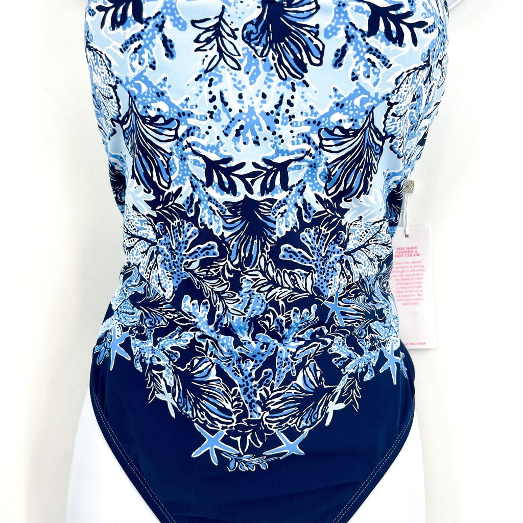 LILLY PULITZER Klynn One-Piece Swimsuit US 10 Bonaire Blue Just a Little Koi NWT