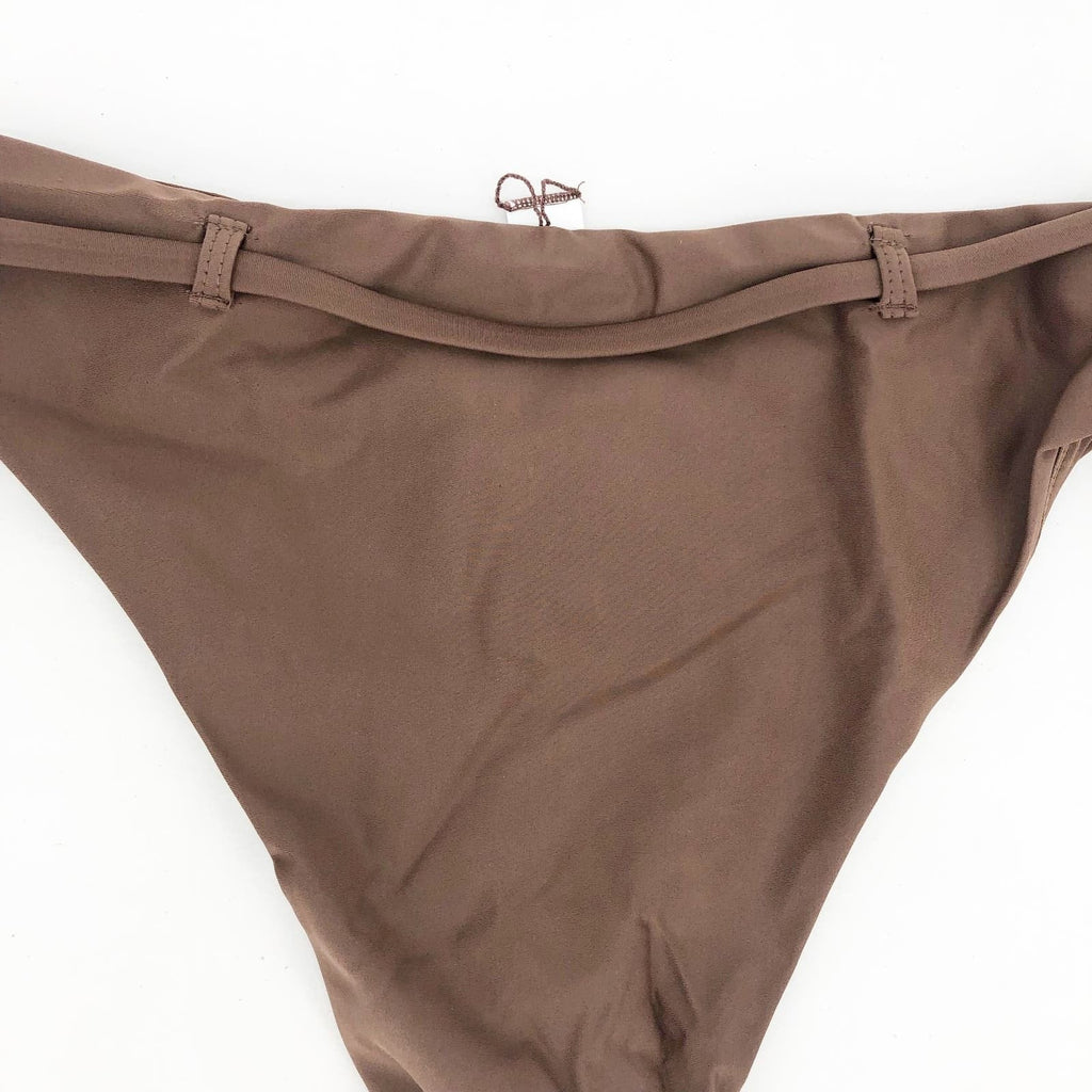 ANDIE SWIM Riviera High Waisted Bikini Bottom Medium Espresso Brown Belted NWT