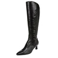 Naturalizer Womens Deesha Knee High Boot 6.5 M Wide Calf Black Croc Leather NWOB