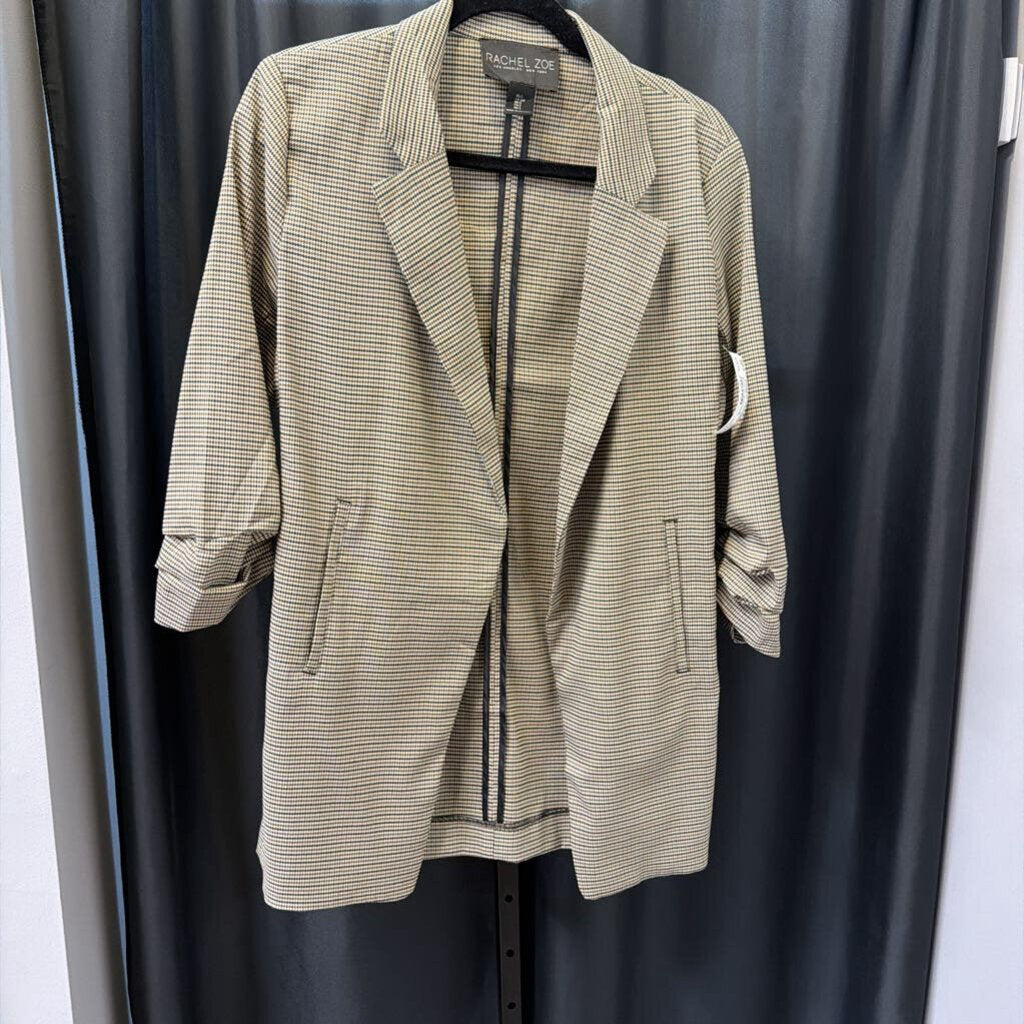 Rachel Zoe Houndstooth Ruched Slv Blazer JACKETS S