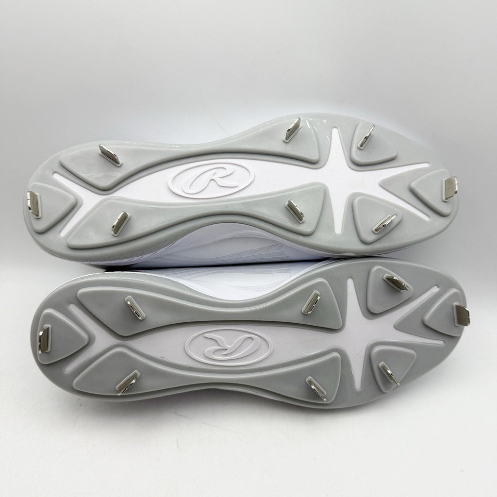 Rawlings Men Bullpen Low Baseball Cleats Size 13 White Gray Metal T4595 NWOB