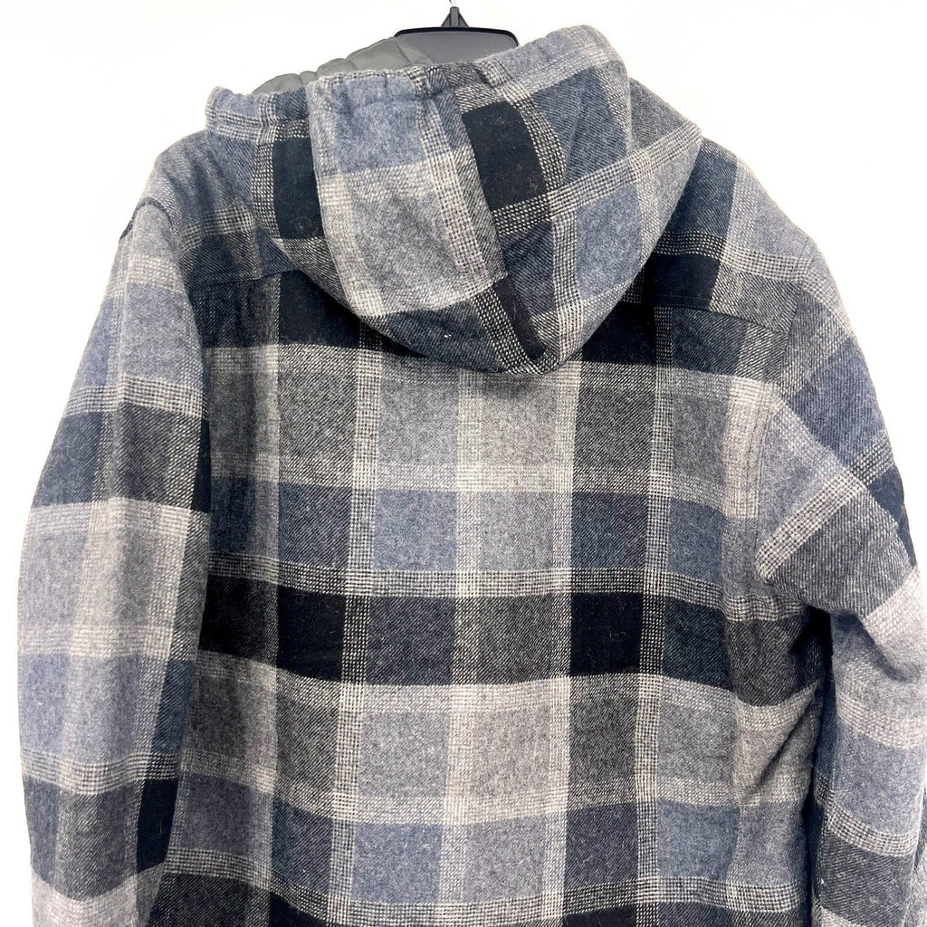 PRANA Men's Asgard Hooded Flannel Shirt Jacket XXL Gray Charcoal Plaid NWT