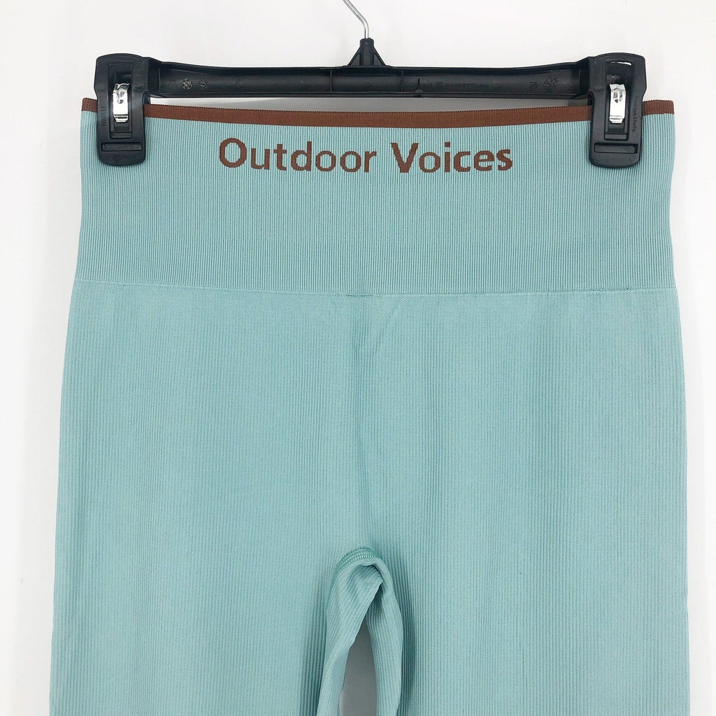 OUTDOOR VOICES Women's Seamless Rib 7/8 Leggings Medium Storm Blue NWT