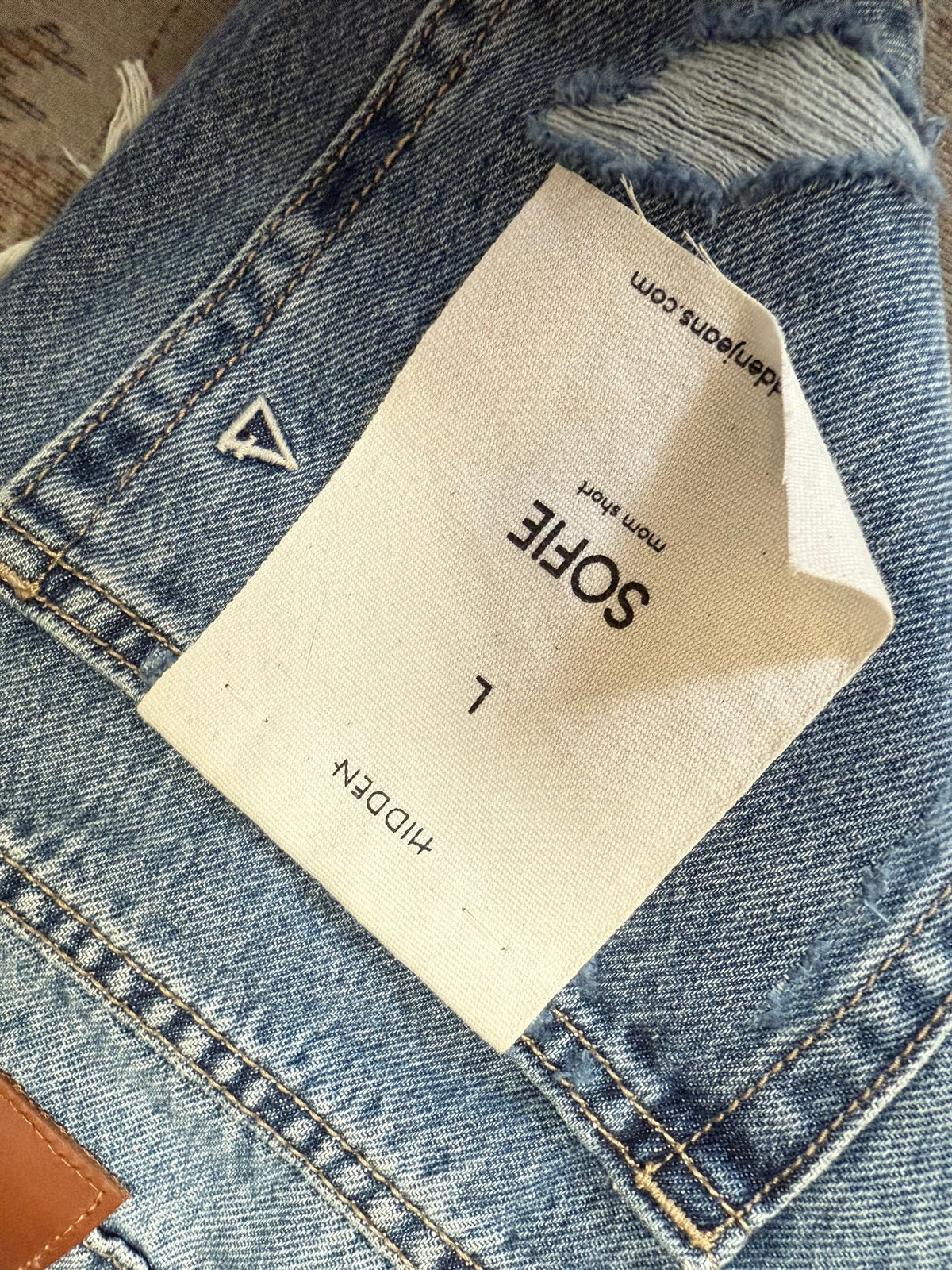 Hidden Raw Hem Mom HR Shorts (L) oo*