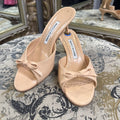 Manolo Blahnik Leather Kitten Heels Bow SHOES 36.5