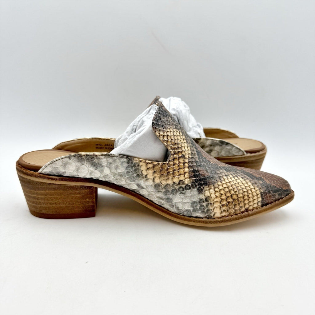 Chinese Laundry Womens Marnie Mules Size 5.5 EU 36 Brown Snake Print NIB