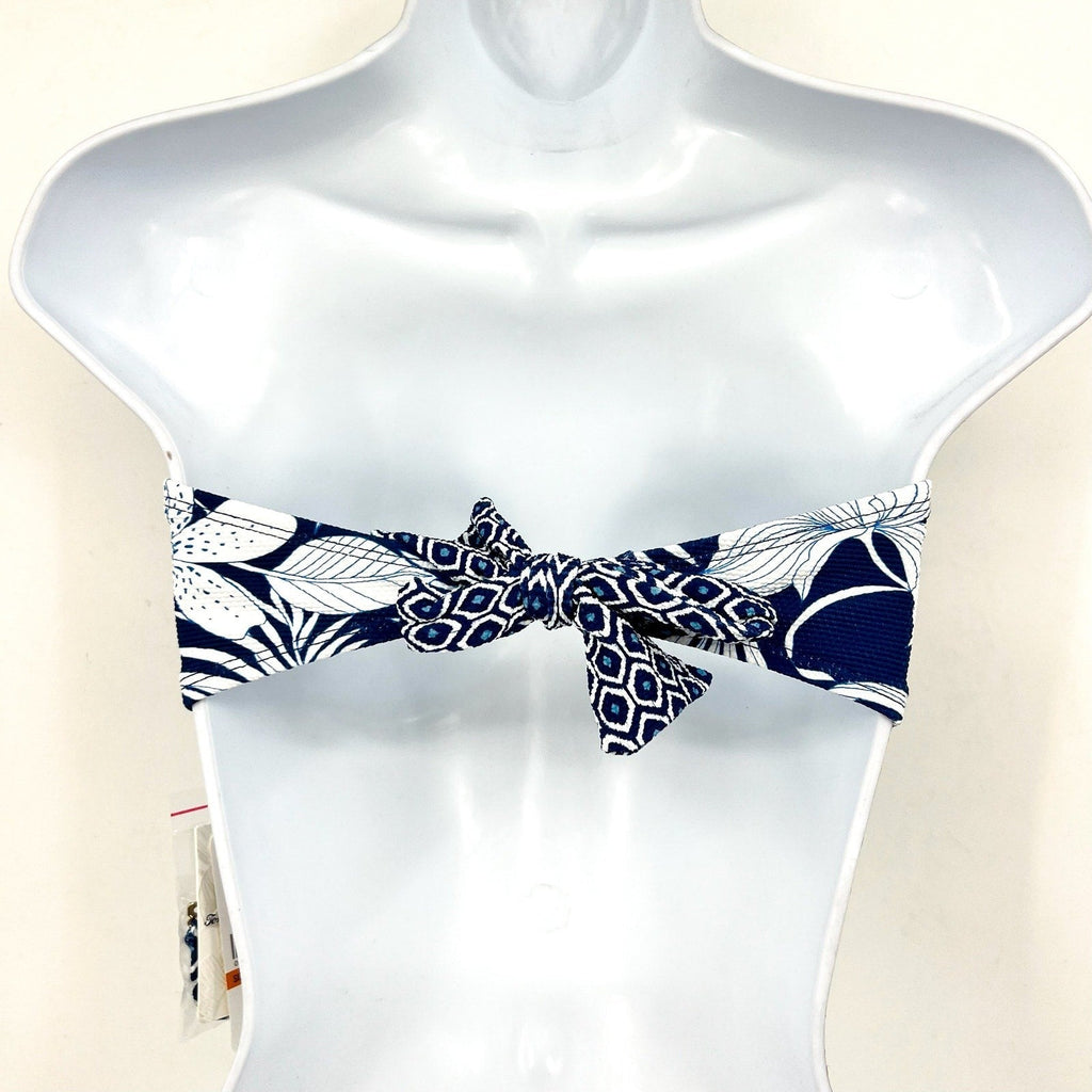 TOMMY BAHAMA Island Cays Blooms Bandeau Bikini Top Small Indigo Tide NWT