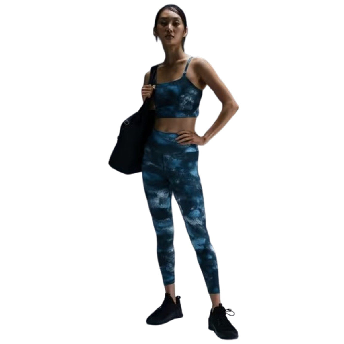 NIKE Women's One High Waist 7/8 Leggings Large Smokey Navy Blue Print NWT