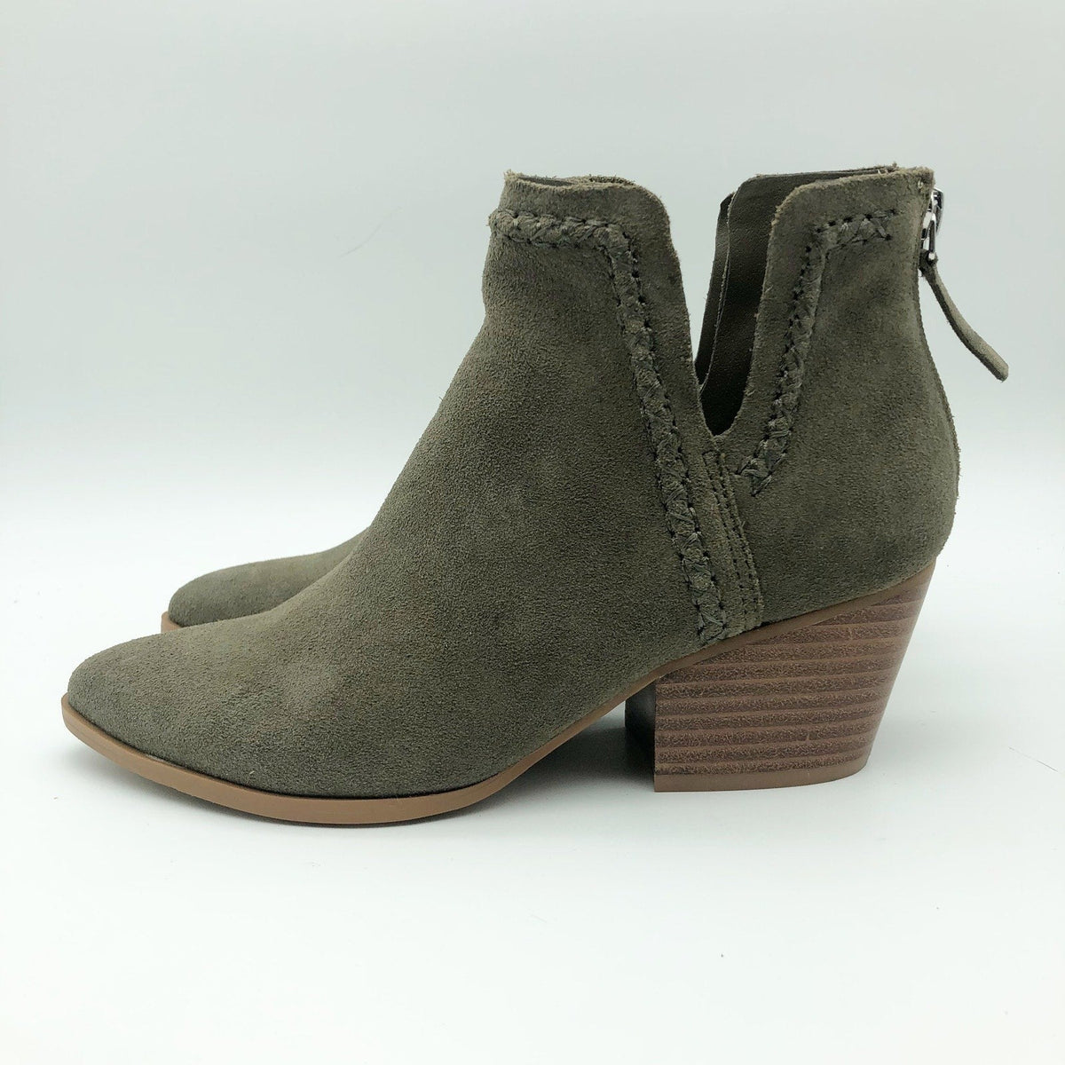 Dolce Vita Womens Dylan Ankle Booties Size 6.5 Green Textured Heel Suede NWOB