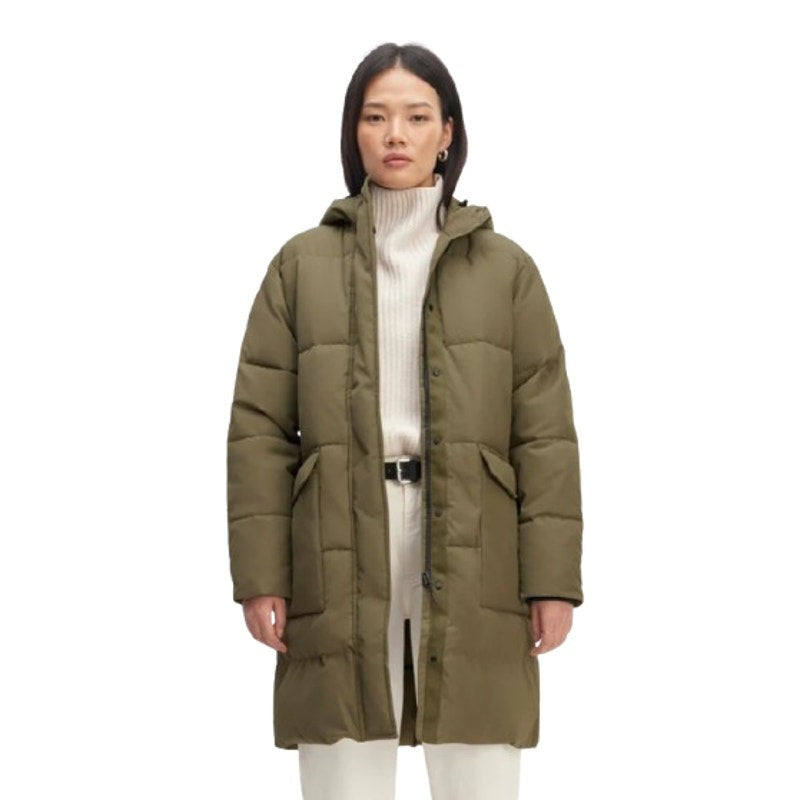 EVERLANE Women's The ReNew Long Puffer Jacket XS Army Green Hood Coat NWT