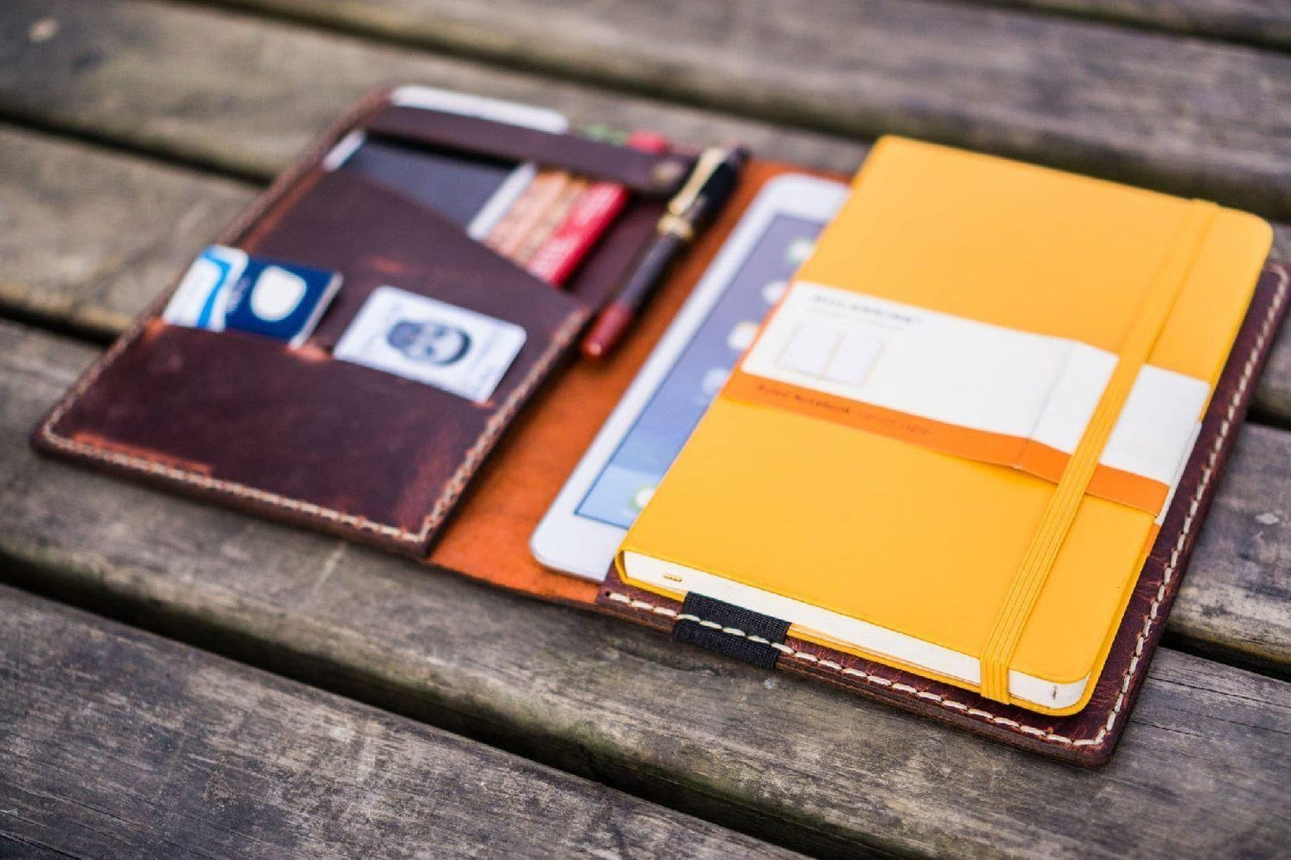 Leather Hobonichi Cousin A5 Planner Cover - Crazy Horse Orange