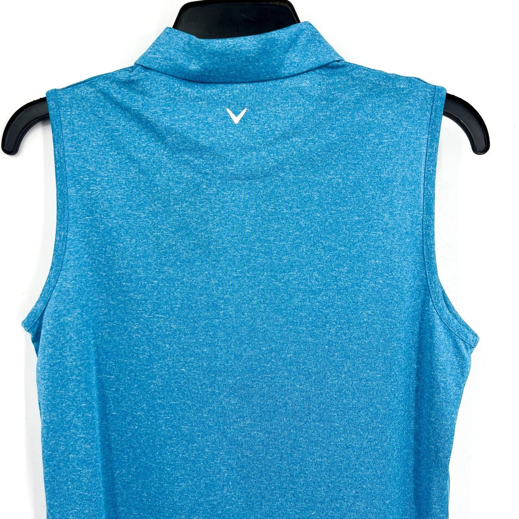 CALLAWAY Womens Polo Shirt Small Vivid Blue Heather 1/4 Zip Sleeveless NWT