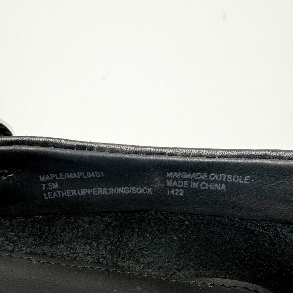 Steve Madden Womens Maple Flats Size 7.5 M Black Leather Mary Jane NWOB