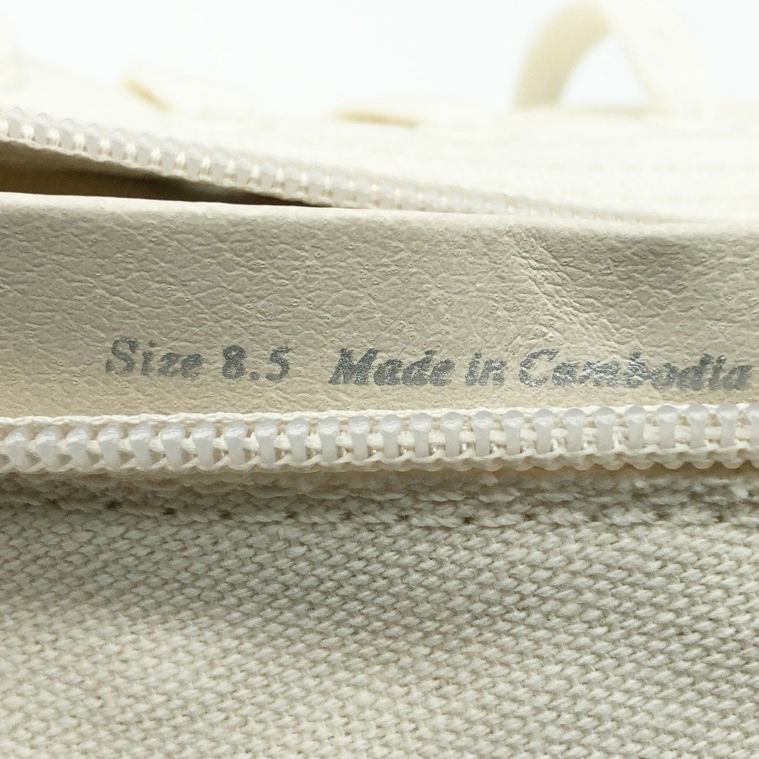 Dolce Vita Womens Combat Boots Size 8.5 Stacked Heel Off White Canvas NWOB