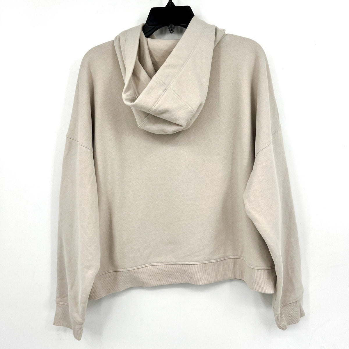 DKNY Women's Sequin Fleece Hoodie Large Taupe Tan Pullover Sweatshirt NWT
