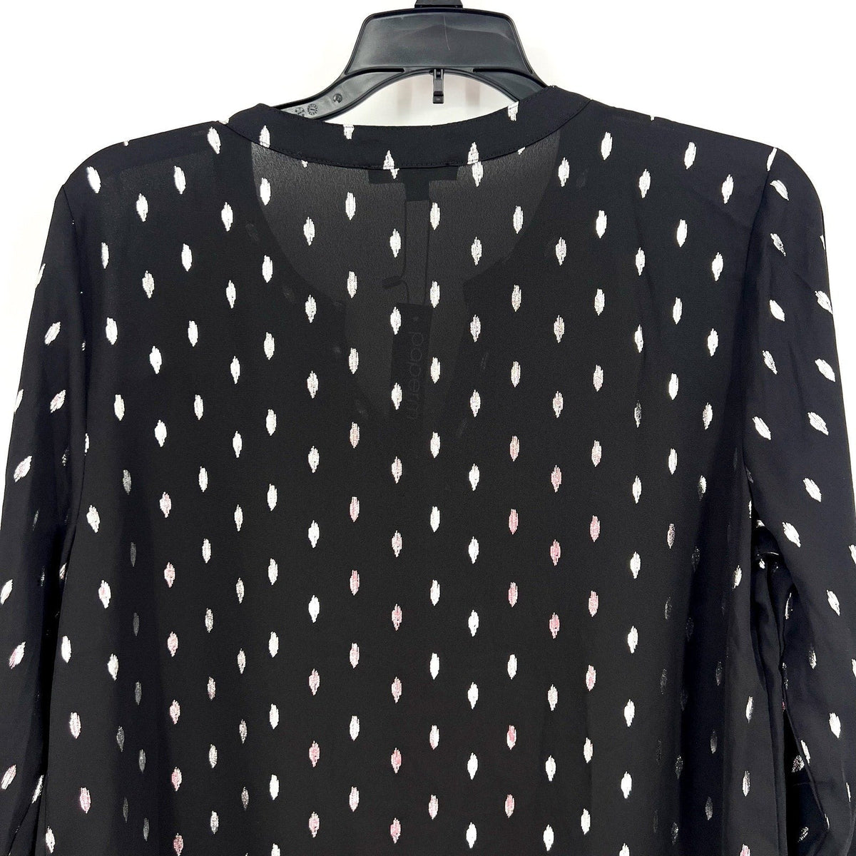 STITCH FIX - PAPERMOON Womens V Neck Blouse Small Black Silver Print NWT