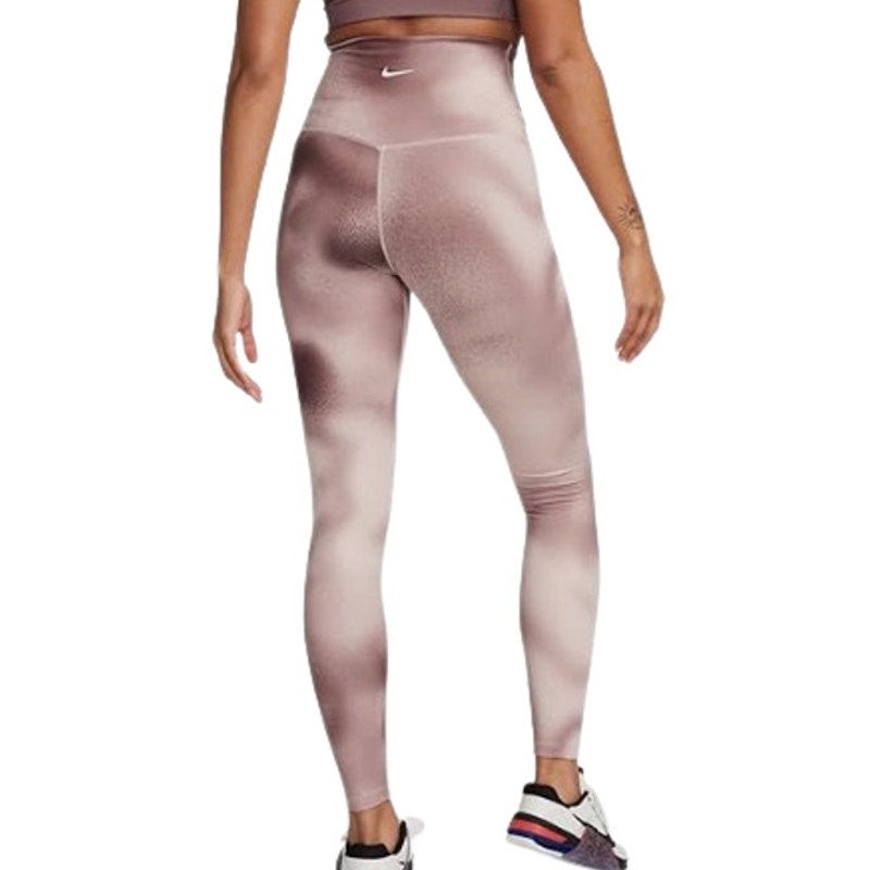 NIKE Womens One Dri Fit High Rise Leggings XS Pink Print Smokey Mauve NWT