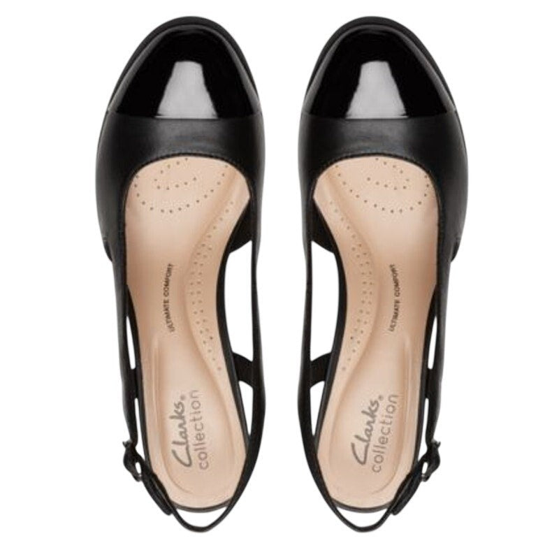 Clarks Womens Bayla Joy Pumps Size 7.5 Black Leather Slingback Heels NWOB