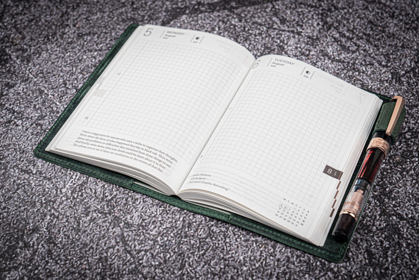 Leather Slim A6 Notebook / Planner Cover - Crazy Horse Forest Green
