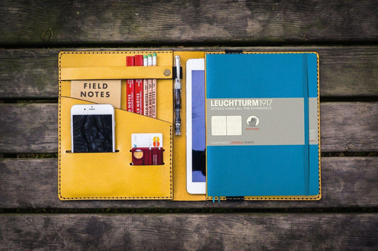 Leather Leuchtturm1917 B5 Notebook & iPad Air/Pro Cover -Yellow