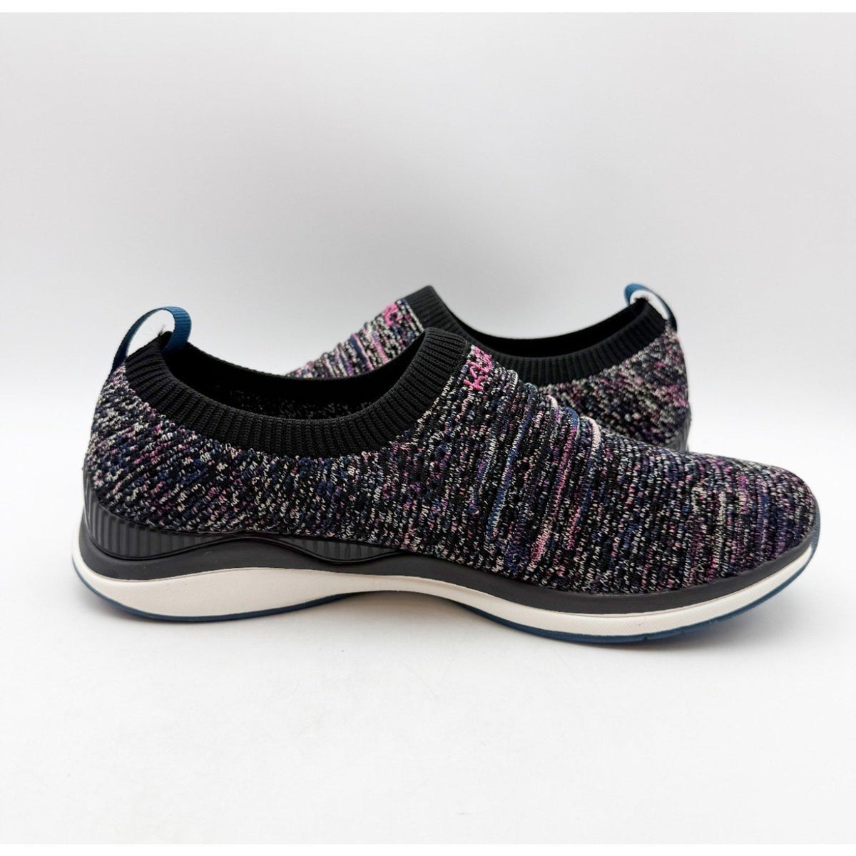 Kuru Womens Stride Casual Sneakers Size 8 Jet Black Confetti Knit Slip On NWOB