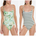 TOMMY BAHAMA Paradise Frond Reversible One-Piece Swimsuit Size 4 Green White NWT