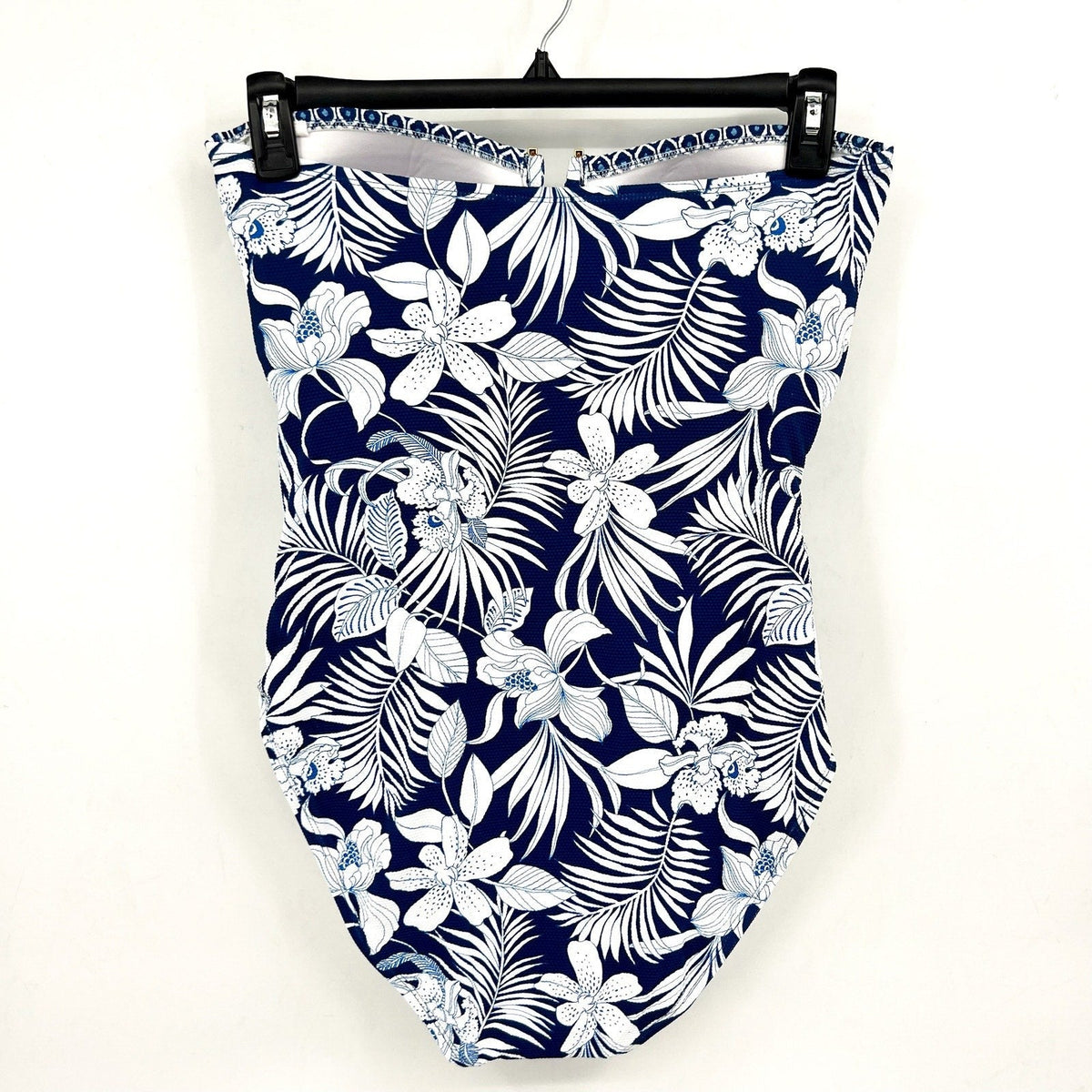 TOMMY BAHAMA Island Cays Bandeau One-Piece Swimsuit Size 14 Blue Blooms NWT