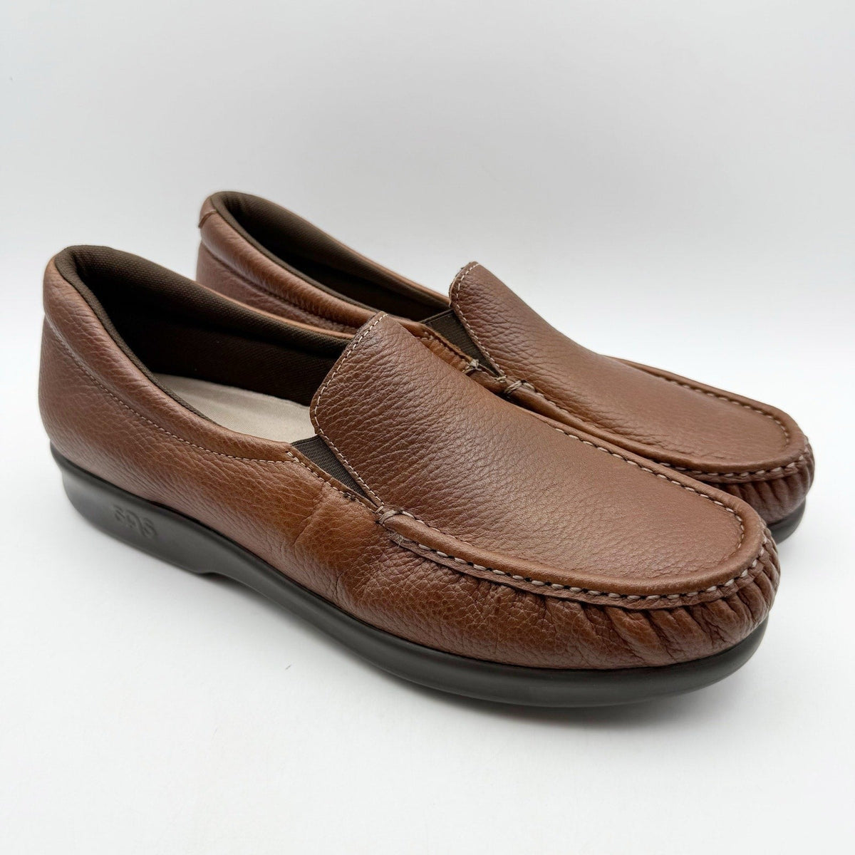 SAS Womens Twin Slip On Walking Shoes Size 10.5 Narrow EU 41 Brown Leather NIB