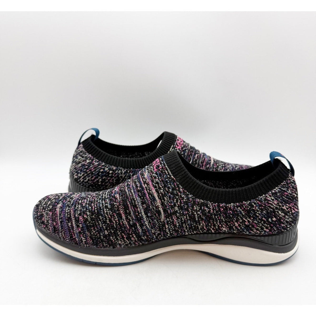 Kuru Womens Stride Casual Sneakers Size 9 Jet Black Confetti Knit Slip On NWOB