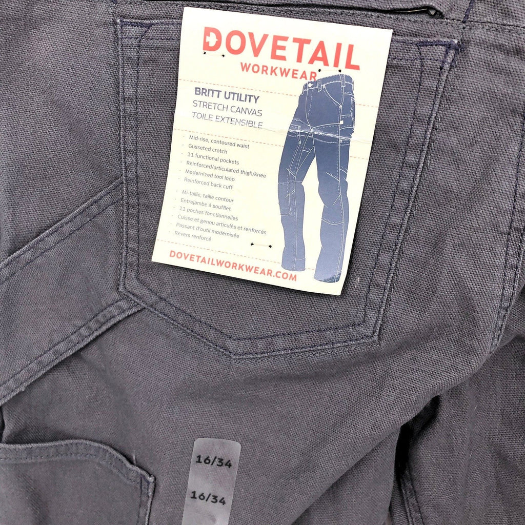 DOVETAIL WORKWEAR Women's Britt Utility Pants Size 16/34 Dark Grey Canvas NWT
