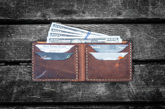 No.48 Personalized Handmade Leather Wallet - Crazy Horse Orange