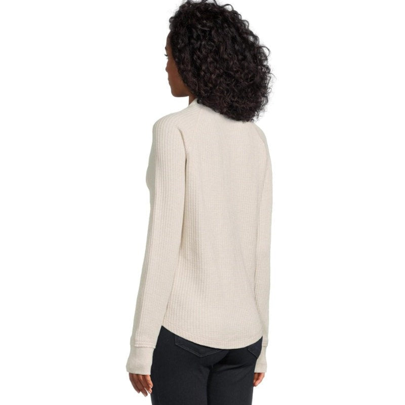 FAHERTY Women's Legend Waffle Layering Crew Shirt Small Oatmeal Cream NWT