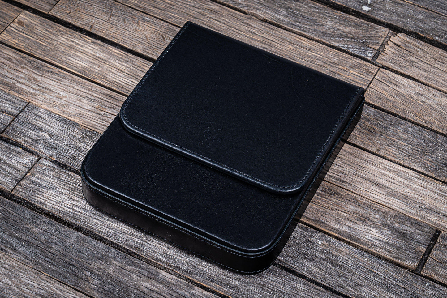 Leather Magnum Opus 6 Slots Hard Pen Case with Removable Pen Tray - Black
