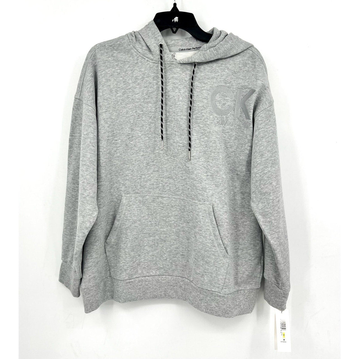 CALVIN KLEIN Women's Logo Hoodie Medium Pearl Grey Pullover Sweatshirt NWT