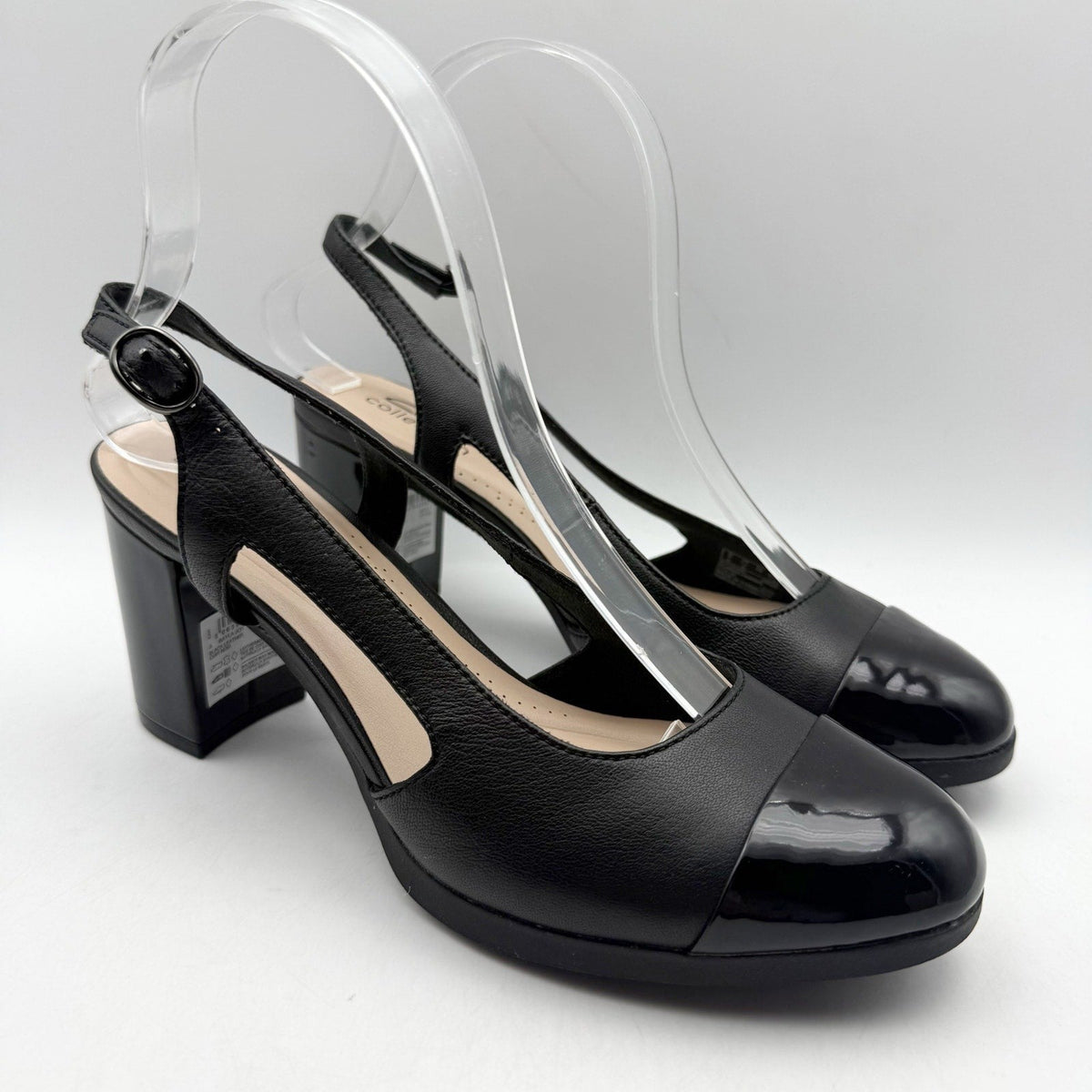 Clarks Womens Bayla Joy Pumps Size 7.5 Black Leather Slingback Heels NWOB
