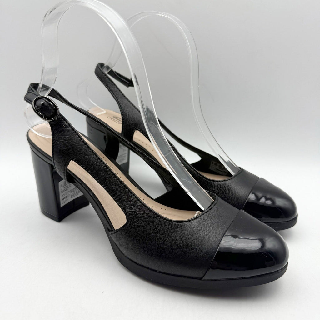 Clarks Womens Bayla Joy Pumps Size 7.5 Black Leather Slingback Heels NWOB