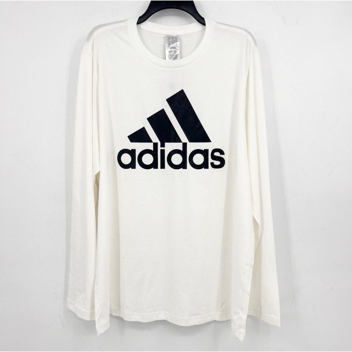 ADIDAS Men's Big Logo Single Jersey Shirt XL White Long Sleeve NWT